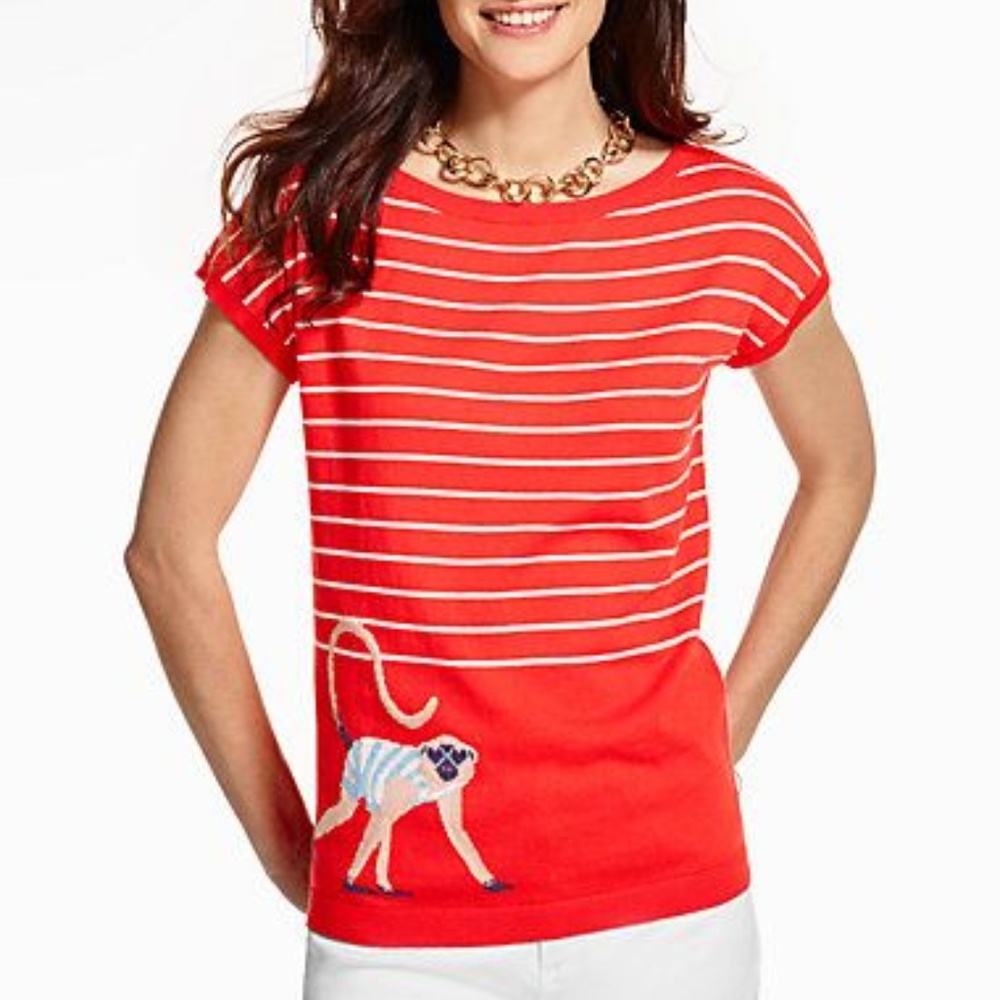 Talbots Monkey Lemur Stripe Sweater - XL